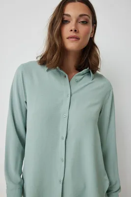 Ardene Airflow Long Sleeve Shirt in Light Green | Size | Polyester