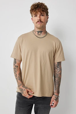 Ardene Man Crew Neck T-Shirt For Men in Beige | Size | 100% Cotton