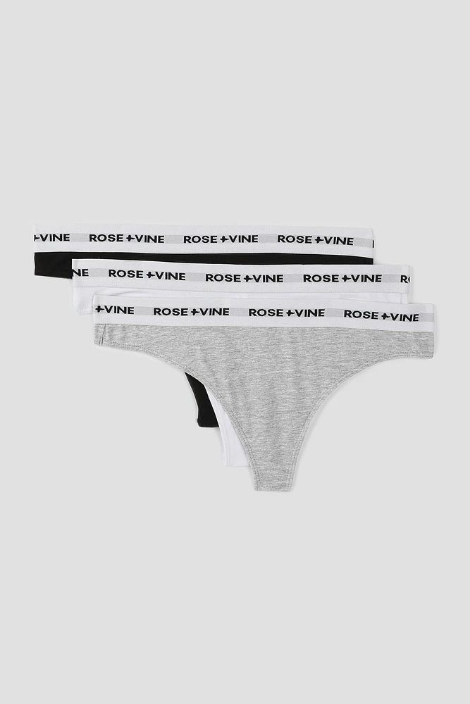 Ardene 3-Pack of Cotton Thong Panties | Size | Spandex/Cotton