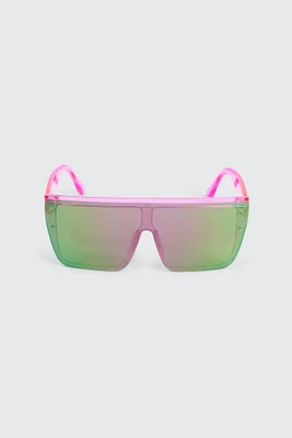 Ardene Flat Top Shield Sunglasses in Medium Pink