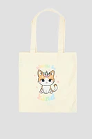 Ardene Kids Cat Unicorn Tote Bag in Beige