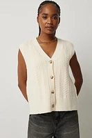 Ardene Button Front Sweater Vest in White | Size | Nylon/Polyamide