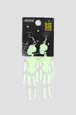 Ardene Glow in the Dark Skeleton Earrings in Silver