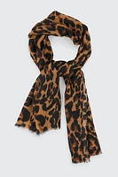 Ardene Leopard Lightweight Scarf in Brown | Polyester