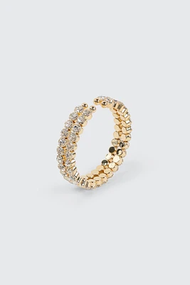 Ardene Two-Row Large Stone Bangle in Gold