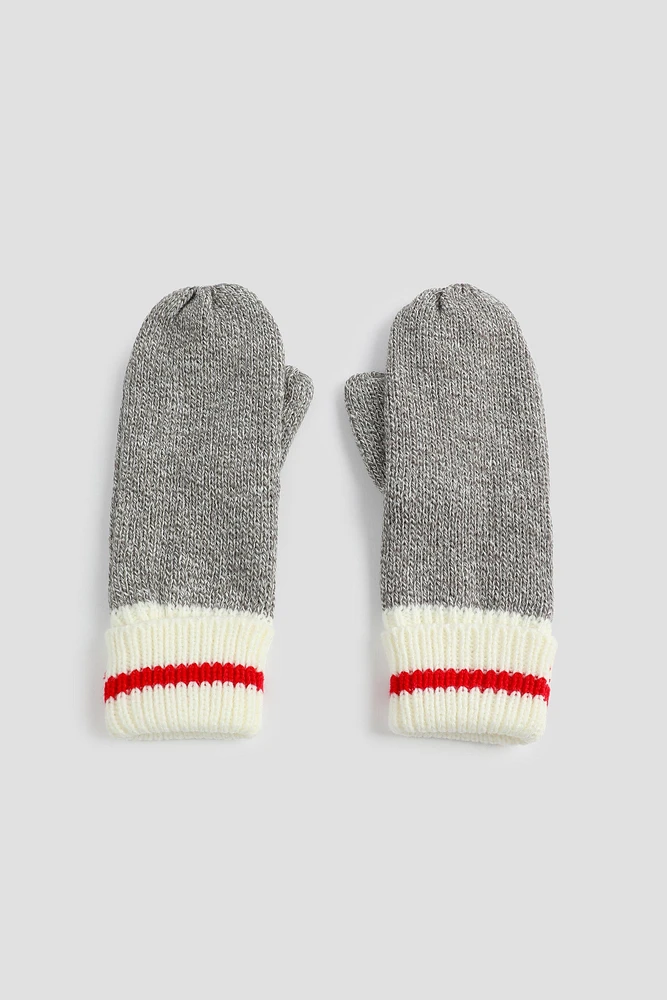 Ardene Fleece Lined Cabin Mittens in Grey | 100% Acrylic