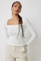 Ardene Long Sleeve Bolero T-Shirt in White | Size | Cotton/Elastane