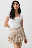 Ardene Pleated Bubble Mini Skirt in Beige | Size | Nylon/Cotton