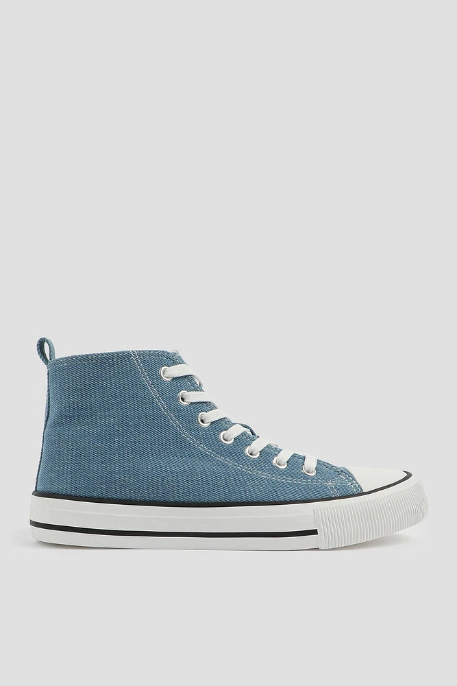 Ardene Canvas High Top Sneakers in Medium Blue | Size | Eco-Conscious