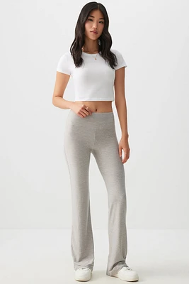 Ardene Flare Wide Waistband Leggings in Light Grey | Size | Polyester/Spandex