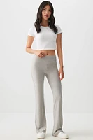 Ardene Flare Wide Waistband Leggings in Light Grey | Size | Polyester/Spandex