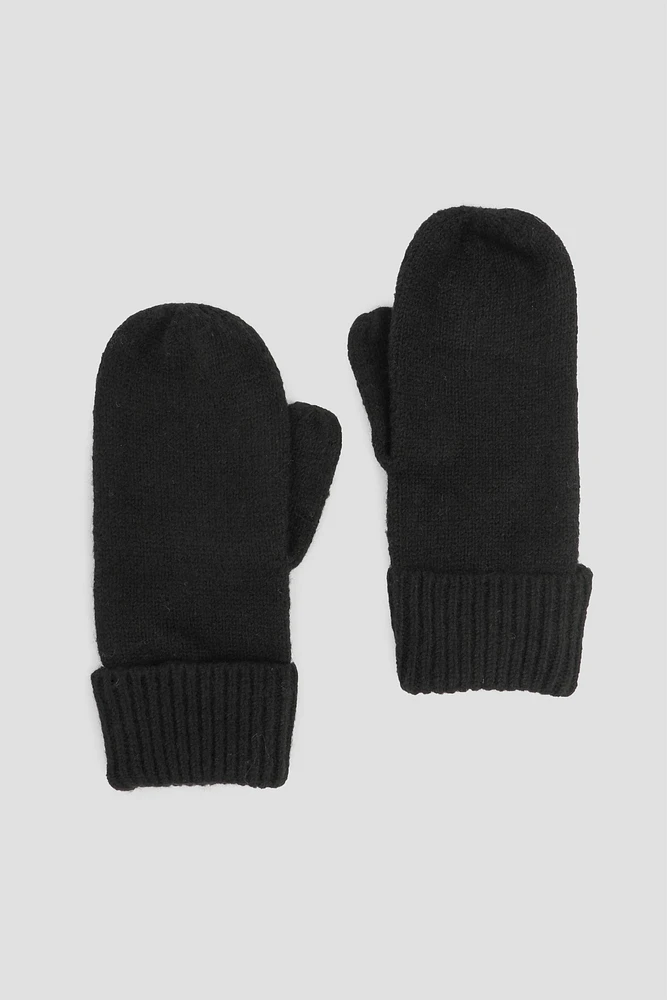 Ardene Soft Mittens in Black | Polyester