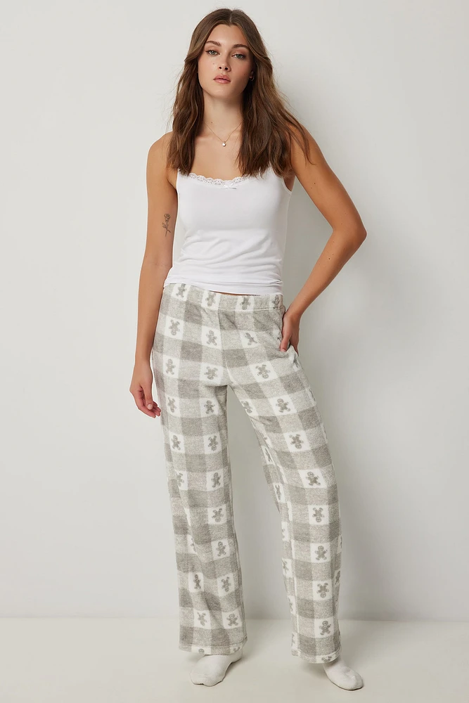 Ardene Printed Plush PJ Pants in Light | Size | 100% Recycled Polyester | Eco-Conscious