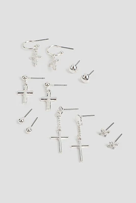 Ardene 6-Pack Cross Earrings in Silver | Stainless Steel