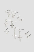 Ardene 6-Pack Cross Earrings in Silver | Stainless Steel