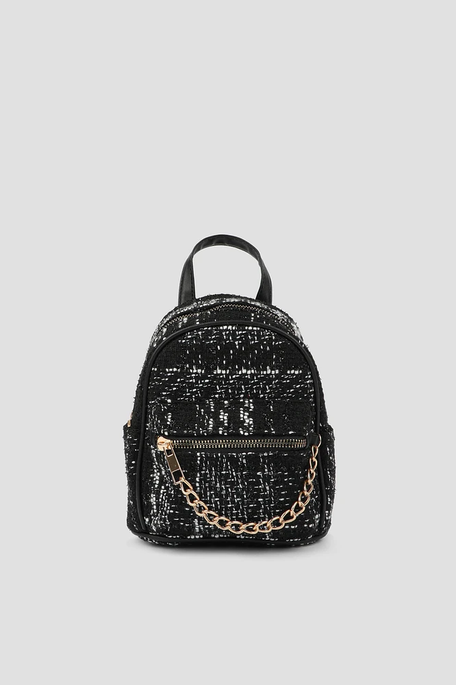 Ardene Small Tweed Backpack in Black