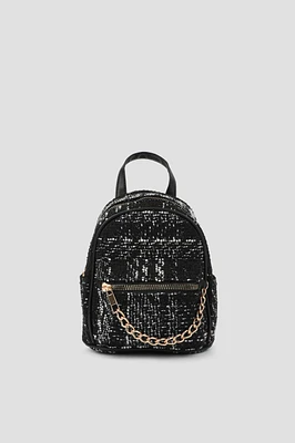Ardene Small Tweed Backpack in Black