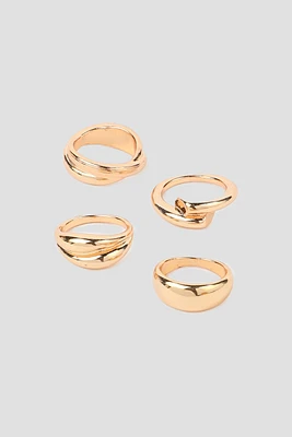 Ardene 4-Pack Thick Minimalist Rings in Gold | Size