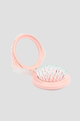 Ardene Kids Teddy Bear Folding Hairbrush in Light Pink