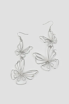 Ardene Double Butterfly Earrings in Silver | Stainless Steel