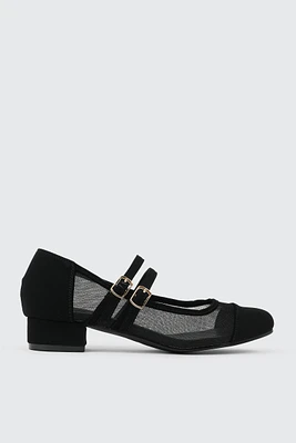 Ardene Square Toe Block Heel Mary Janes in Black | Size | Faux Suede | Eco-Conscious