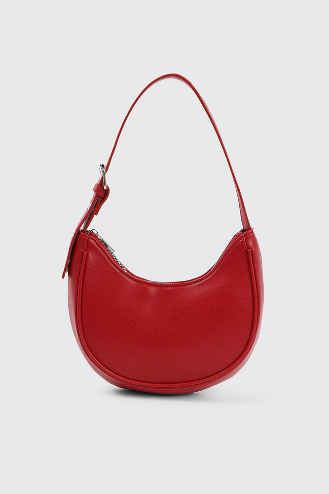 Ardene Crescent Shoulder Bag in Red | 100% Recycled Polyester | Eco-Conscious