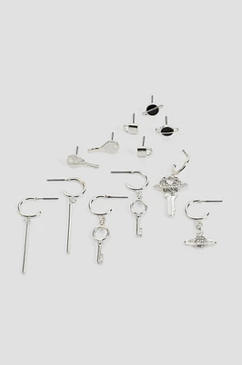 Ardene 6-Pack Assorted Hoop & Stud Earrings in Silver | Stainless Steel