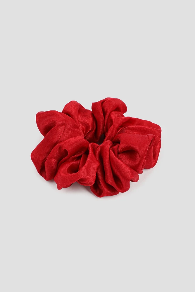 Ardene Large Burgundy Scrunchie in Red