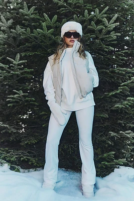 Ardene Soft Inside Flare Leggings in White | Size | Polyester/Elastane | Eco-Conscious