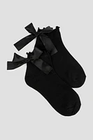 Ardene 2-Pack Demi Crew Socks with Bow Detail in | Polyester/Spandex