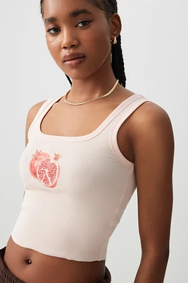 Ardene Summer Print Ultra Crop Tank in Light Pink | Size | Cotton/Elastane