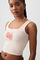 Ardene Summer Print Ultra Crop Tank in Light Pink | Size | Cotton/Elastane