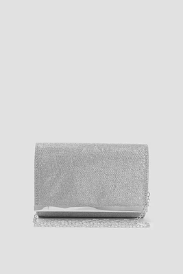 Ardene Rectangular Clutch in Silver | Faux Leather/Polyester