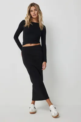 Ardene Long Bodycon Skirt in | Size | Cotton/Elastane