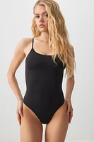 Ardene Invisible Teddy in Black | Size | Nylon/Elastane | Microfiber