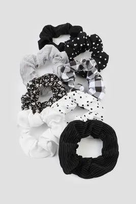 Ardene 8-Pack Assorted Scrunchies in Black