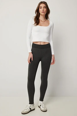 Ardene Faux Fur Lined Seamless Leggings in Dark Grey | Size | Polyester/Rayon/Spandex