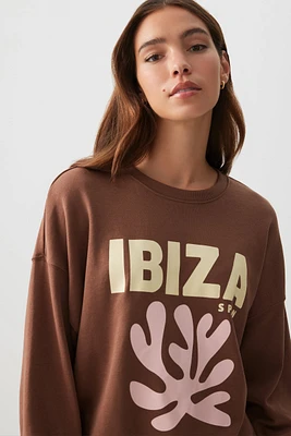 Ardene Summer Graphic French Terry Sweatshirt in | Size | Polyester/Cotton | Eco-Conscious