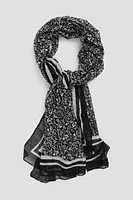 Ardene Floral Lightweight Scarf in Black | 100% Viscose