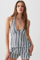 Ardene Soft Knit Halter Tank in Dark Blue | Size | Polyester/Viscose