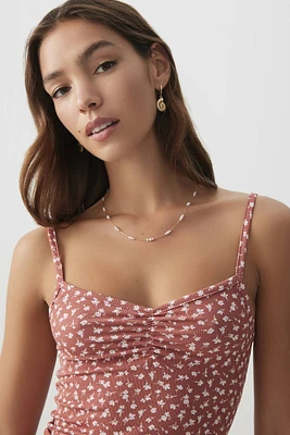 Ardene Basic Ribbed Tank Top with Shirring in Medium Pink | Size | Polyester/Spandex | Eco-Conscious