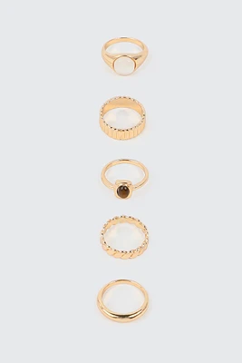 Ardene 5-Pack Assorted Gold Toned Rings | Size