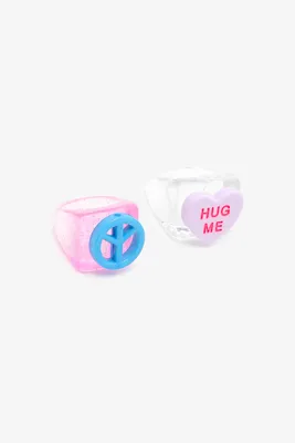 Ardene Hug Me & Peace Sign Ring Duo | Size