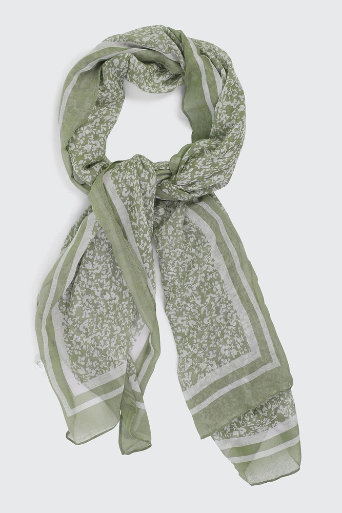 Ardene Floral Lightweight Scarf in Sage | 100% Viscose