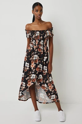 Ardene Floral Off Shoulder Maxi Dress in | Size | Polyester/Spandex