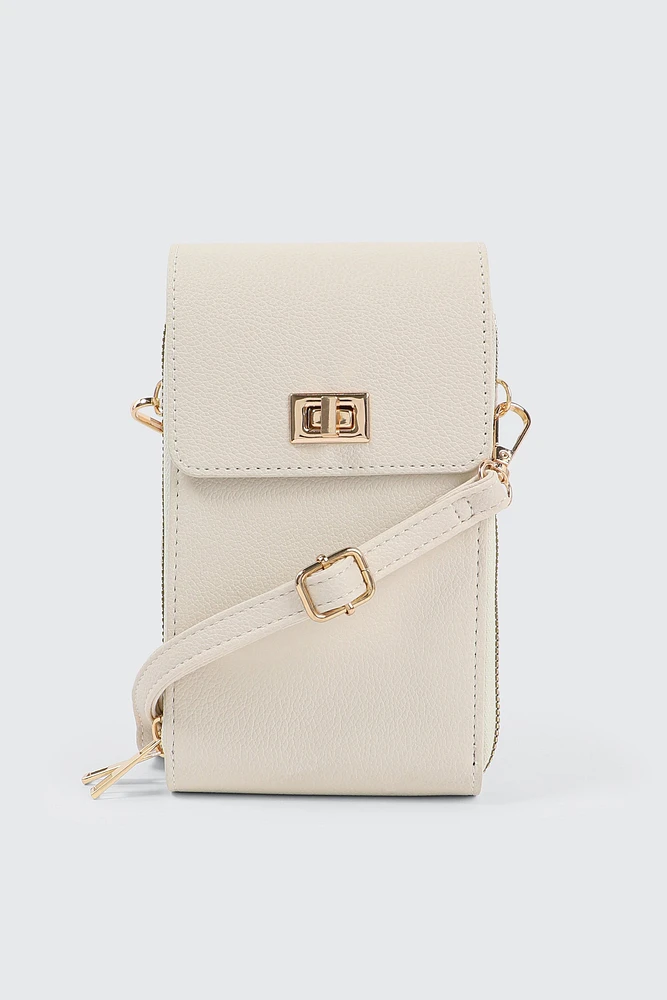 Ardene Faux Leather Phone Bag in Beige | 100% Recycled Polyester/Faux Leather | Eco-Conscious