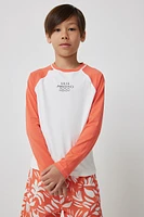 Ardene Kids Long Sleeve Rashguard in Orange | Size | Nylon/Elastane