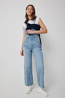 Ardene Straight Leg Denim Overalls in Medium Blue | Size | 100% Cotton