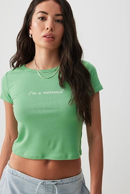 Ardene Fitted Graphic T-Shirt in | Size | Polyester/Elastane | Eco-Conscious