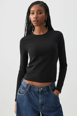Ardene Basic Short Long Sleeve T-Shirt in | Size | Cotton/Elastane | Eco-Conscious